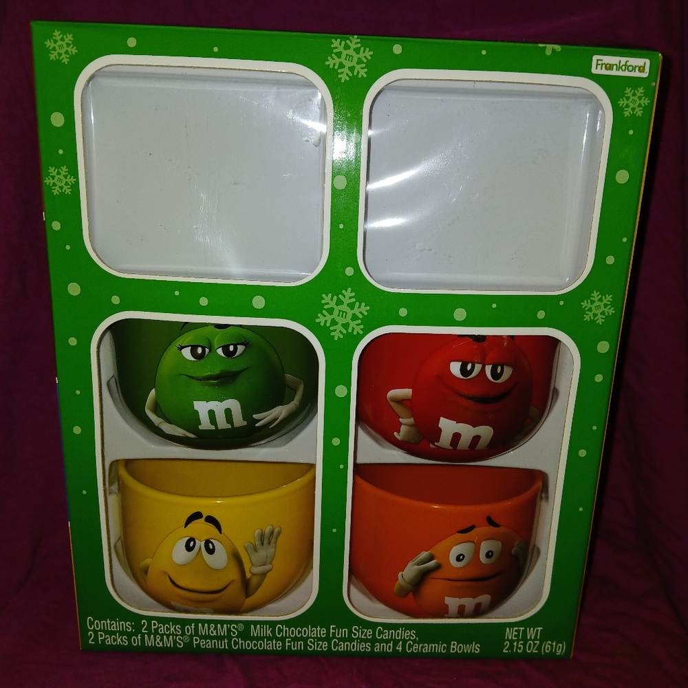 4 M&M's Official Licensed Limited Edition Candies Ceramic Bowls (010925A)